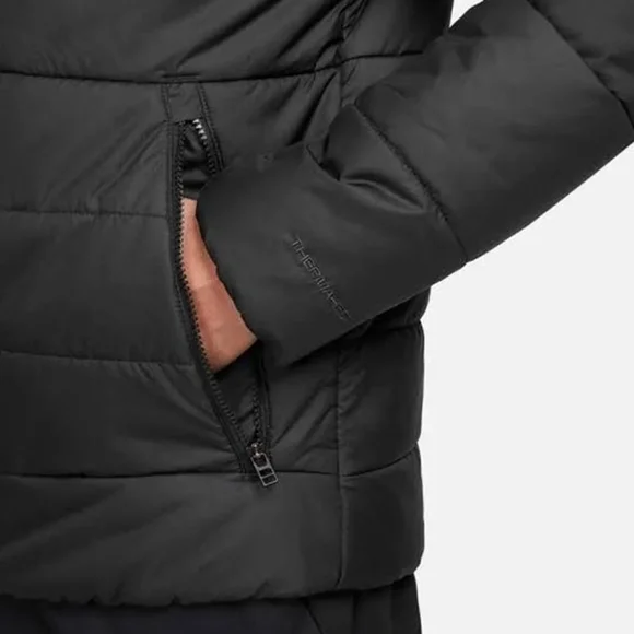 Nike Therma Fit Synthetic Fill Puffer Jacket Coat Hooded Black Mens-XLarge